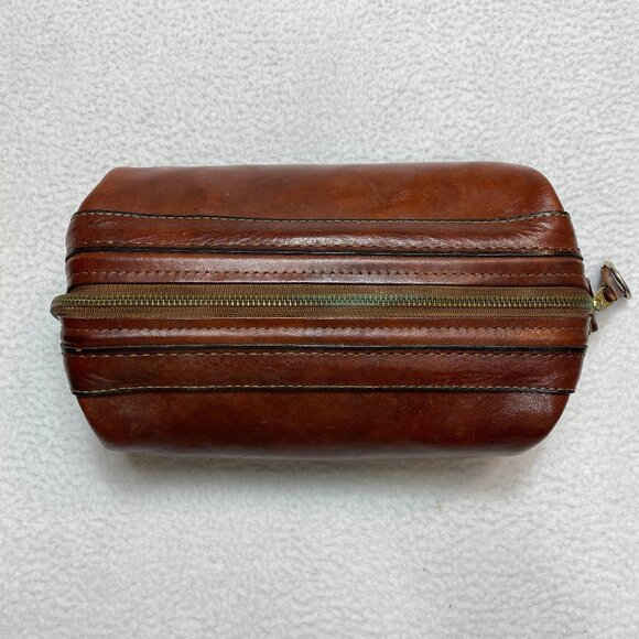 VINTAGE Utili-Kit Leather Bag Mens Brown Leather Travel Case 12" - Picture 2 of 11